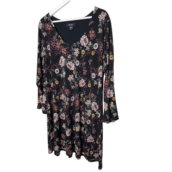 Karen Kane Floral Dress Black Pink Boho Plus Size 0X Long Sleeve - Picture 4 of 12